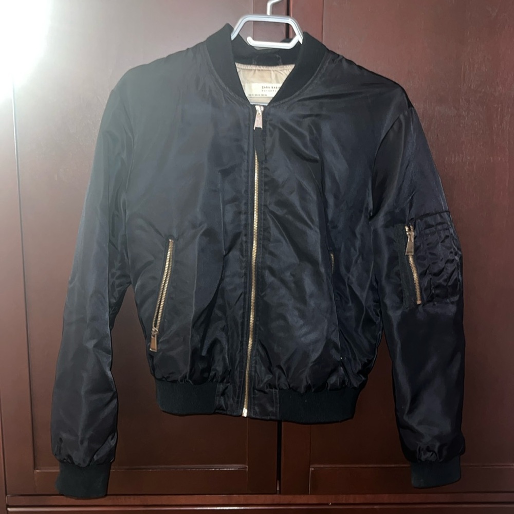 Zara Basica Black Bomber Jacket